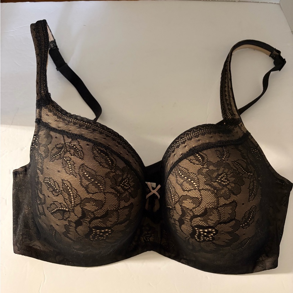 Cacique Modern Black Floral Lace Bra 40DD padded